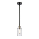 Clymer Mini Pendant shown in the Black Antique Brass finish with a Clear shade