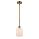 Cobbleskill Mini Pendant shown in the Brushed Brass finish with a Matte White shade