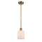 Cobbleskill Mini Pendant shown in the Brushed Brass finish with a Matte White shade