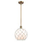 Farmhouse Rope Mini Pendant shown in the Brushed Brass finish with a White Glass with White Rope shade