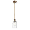 Candor Mini Pendant shown in the Brushed Brass finish with a Clear Waterglass shade