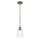 Ellery Mini Pendant shown in the Brushed Brass finish with a Clear shade