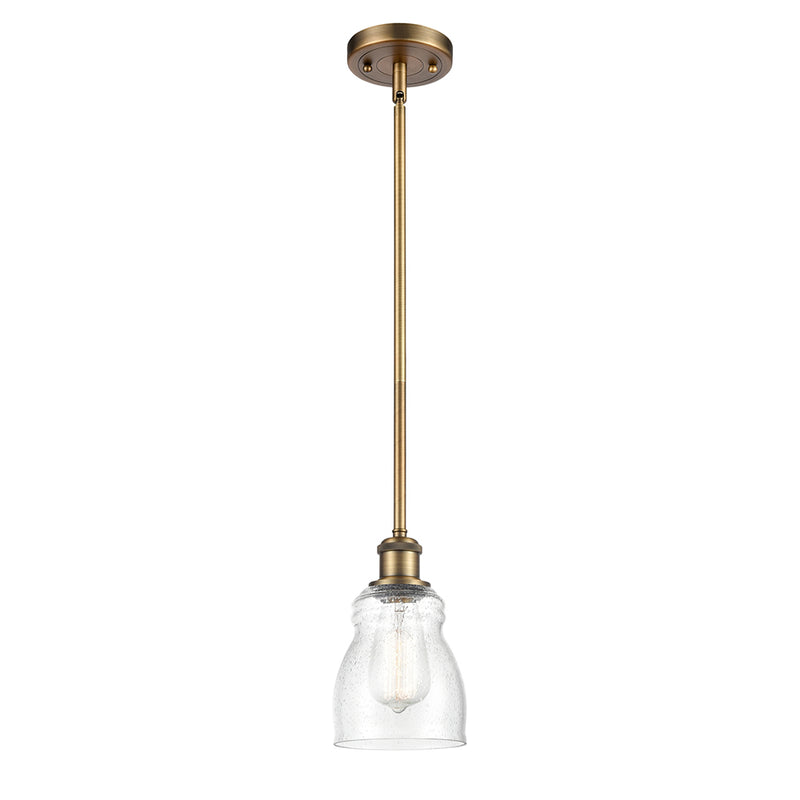 Ellery Mini Pendant shown in the Brushed Brass finish with a Seedy shade