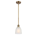 Brookfield Mini Pendant shown in the Brushed Brass finish with a White shade