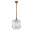 Norfolk Mini Pendant shown in the Brushed Brass finish with a Clear shade