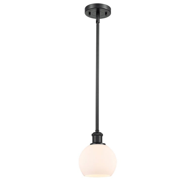 Athens Mini Pendant shown in the Matte Black finish with a Matte White shade