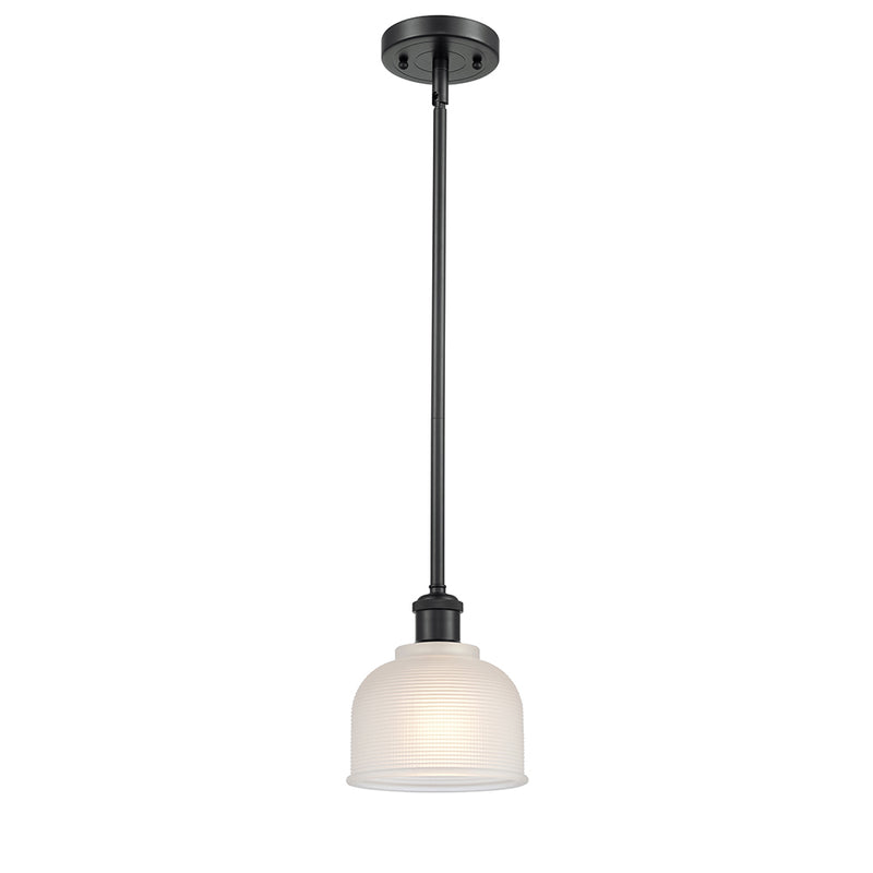 Dayton Mini Pendant shown in the Matte Black finish with a White shade