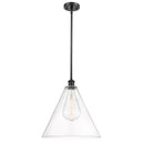 Ballston Cone Pendant shown in the Matte Black finish with a Clear shade