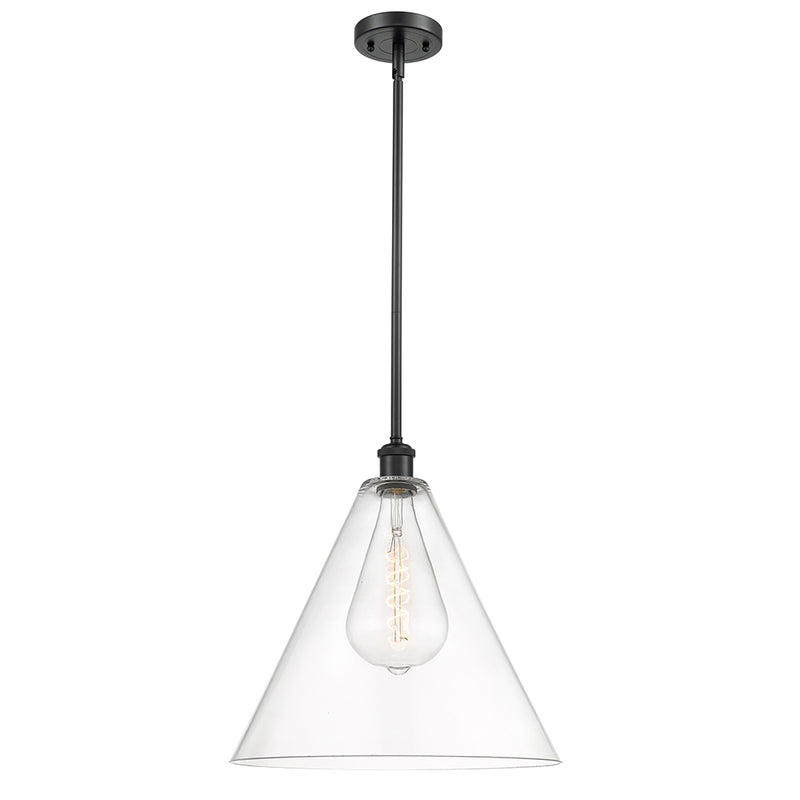 Ballston Cone Pendant shown in the Matte Black finish with a Clear shade