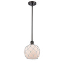 Farmhouse Rope Mini Pendant shown in the Oil Rubbed Bronze finish with a White Glass with White Rope shade