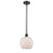 Farmhouse Rope Mini Pendant shown in the Oil Rubbed Bronze finish with a White Glass with White Rope shade