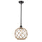 Farmhouse Rope Mini Pendant shown in the Oil Rubbed Bronze finish with a Clear Glass with Brown Rope shade