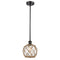 Farmhouse Rope Mini Pendant shown in the Oil Rubbed Bronze finish with a Clear Glass with Brown Rope shade