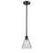 Conesus Mini Pendant shown in the Oil Rubbed Bronze finish with a Clear Crackle shade