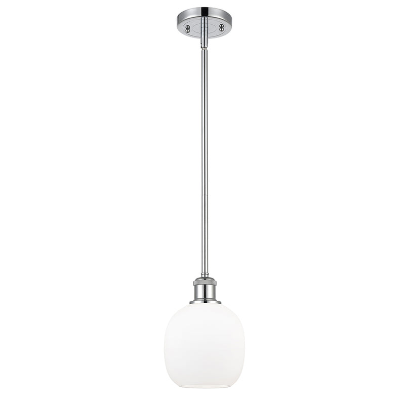 Belfast Mini Pendant shown in the Polished Chrome finish with a Matte White shade