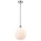 Athens Mini Pendant shown in the Polished Chrome finish with a Matte White shade