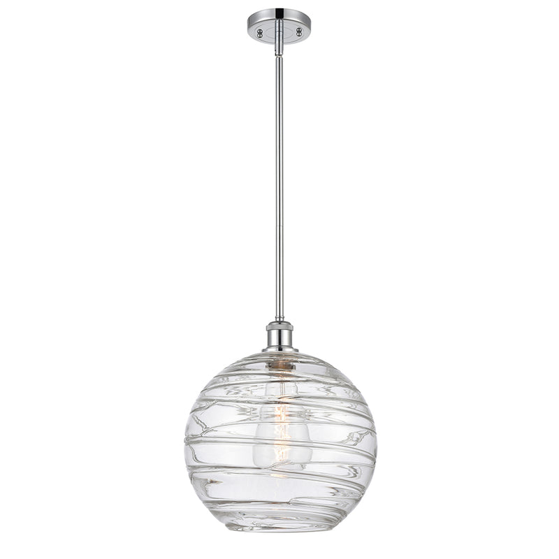 Deco Swirl Mini Pendant shown in the Polished Chrome finish with a Clear shade