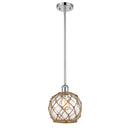 Farmhouse Rope Mini Pendant shown in the Polished Chrome finish with a Clear Glass with Brown Rope shade