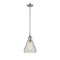 Conesus Mini Pendant shown in the Polished Chrome finish with a Clear Crackle shade