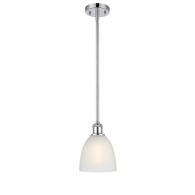 Castile Mini Pendant shown in the Polished Chrome finish with a White shade