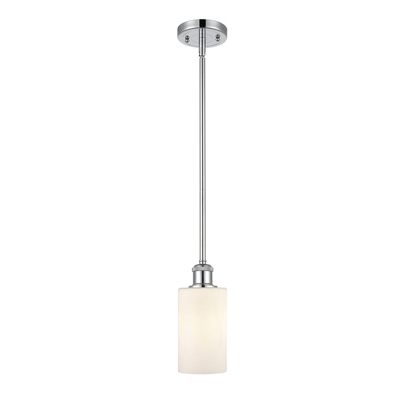 Clymer Mini Pendant shown in the Polished Chrome finish with a Matte White shade