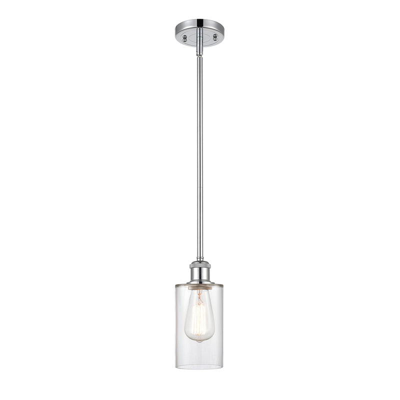 Clymer Mini Pendant shown in the Polished Chrome finish with a Clear shade