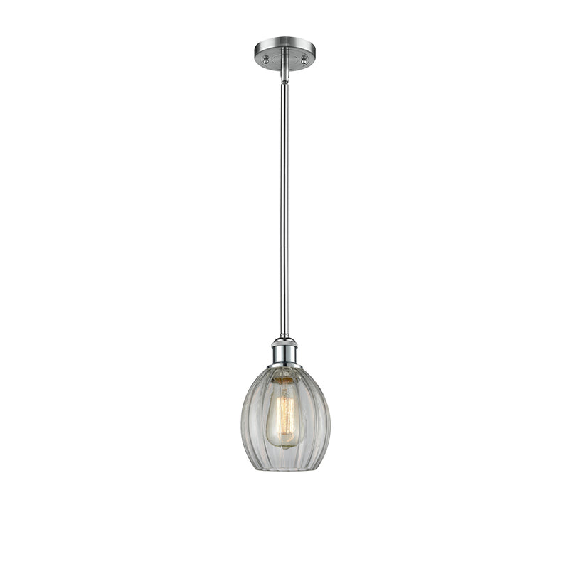 Eaton Mini Pendant shown in the Polished Chrome finish with a Clear shade