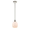 Belfast Mini Pendant shown in the Polished Nickel finish with a Matte White shade