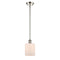 Cobbleskill Mini Pendant shown in the Polished Nickel finish with a Matte White shade