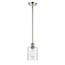 Cobbleskill Mini Pendant shown in the Polished Nickel finish with a Clear shade