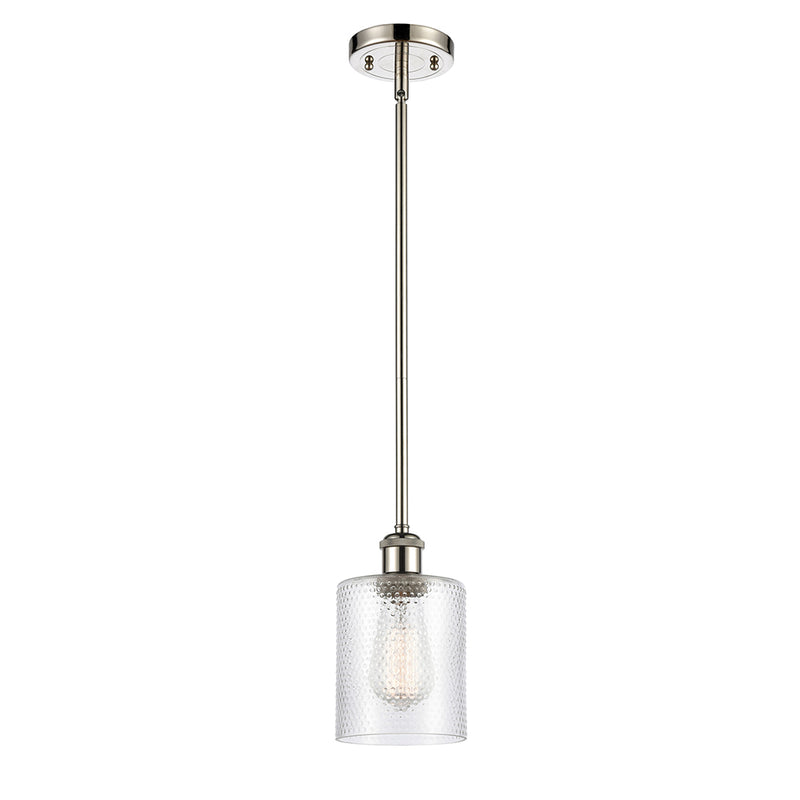 Cobbleskill Mini Pendant shown in the Polished Nickel finish with a Clear shade