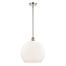 Athens Pendant shown in the Polished Nickel finish with a Matte White shade