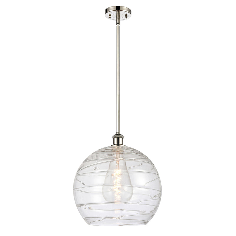 Deco Swirl Pendant shown in the Polished Nickel finish with a Clear shade