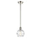 Deco Swirl Mini Pendant shown in the Polished Nickel finish with a Clear shade