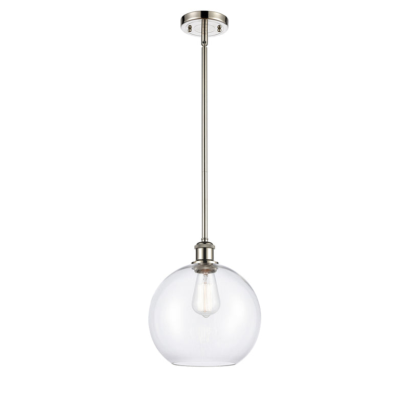 Athens Mini Pendant shown in the Polished Nickel finish with a Clear shade