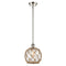 Farmhouse Rope Mini Pendant shown in the Polished Nickel finish with a Clear Glass with Brown Rope shade