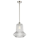 Springwater Mini Pendant shown in the Polished Nickel finish with a Clear Spiral Fluted shade