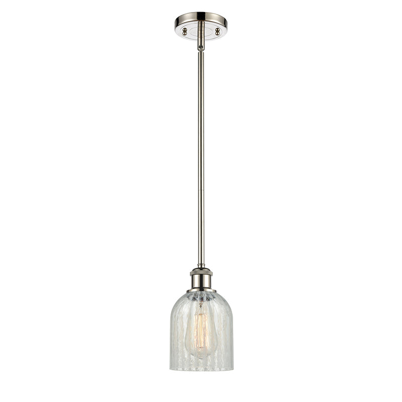 Caledonia Mini Pendant shown in the Polished Nickel finish with a Mouchette shade