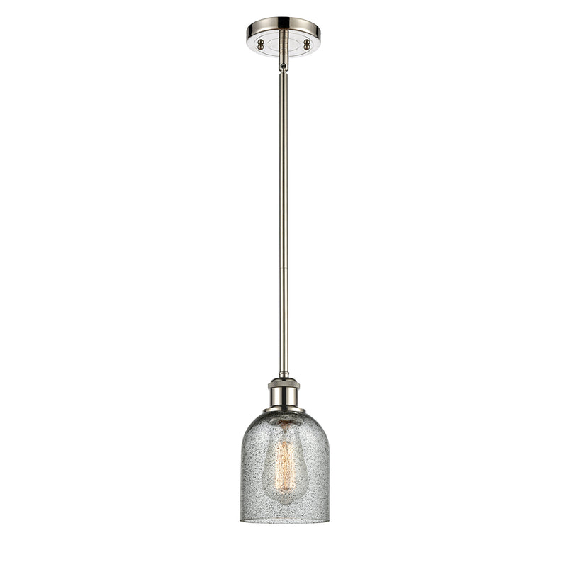 Caledonia Mini Pendant shown in the Polished Nickel finish with a Charcoal shade