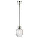 Salina Mini Pendant shown in the Polished Nickel finish with a Clear Spiral Fluted shade