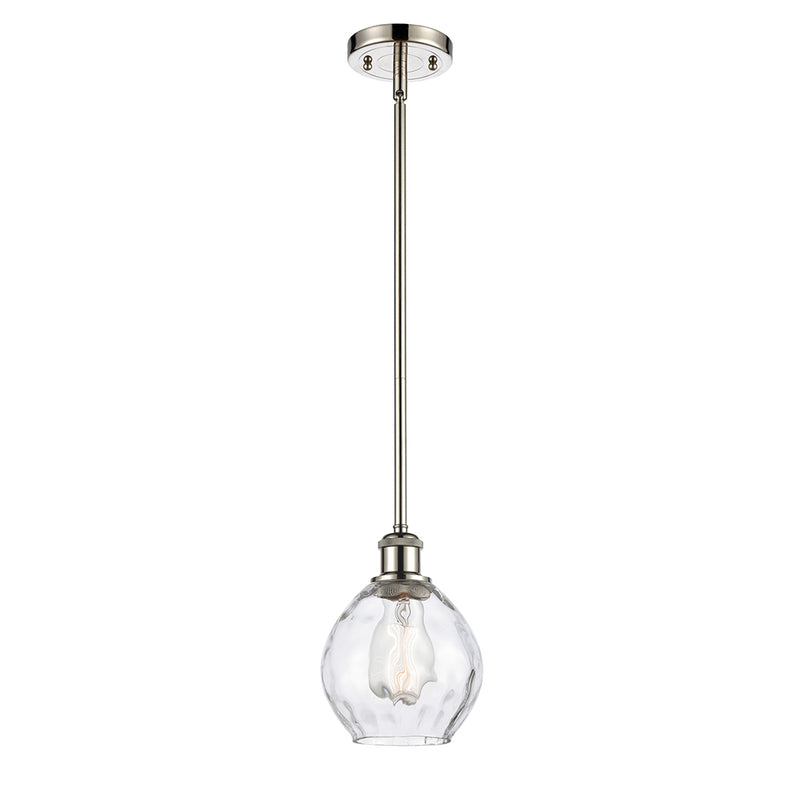 Waverly Mini Pendant shown in the Polished Nickel finish with a Clear shade