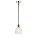 Castile Mini Pendant shown in the Polished Nickel finish with a White shade