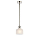 Dayton Mini Pendant shown in the Polished Nickel finish with a White shade