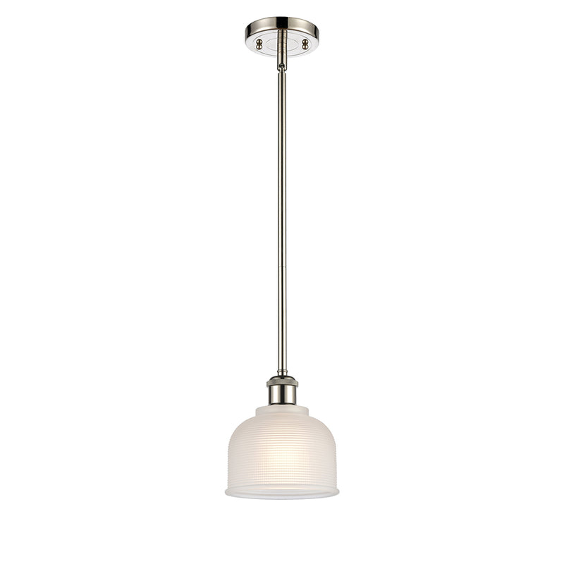 Dayton Mini Pendant shown in the Polished Nickel finish with a White shade