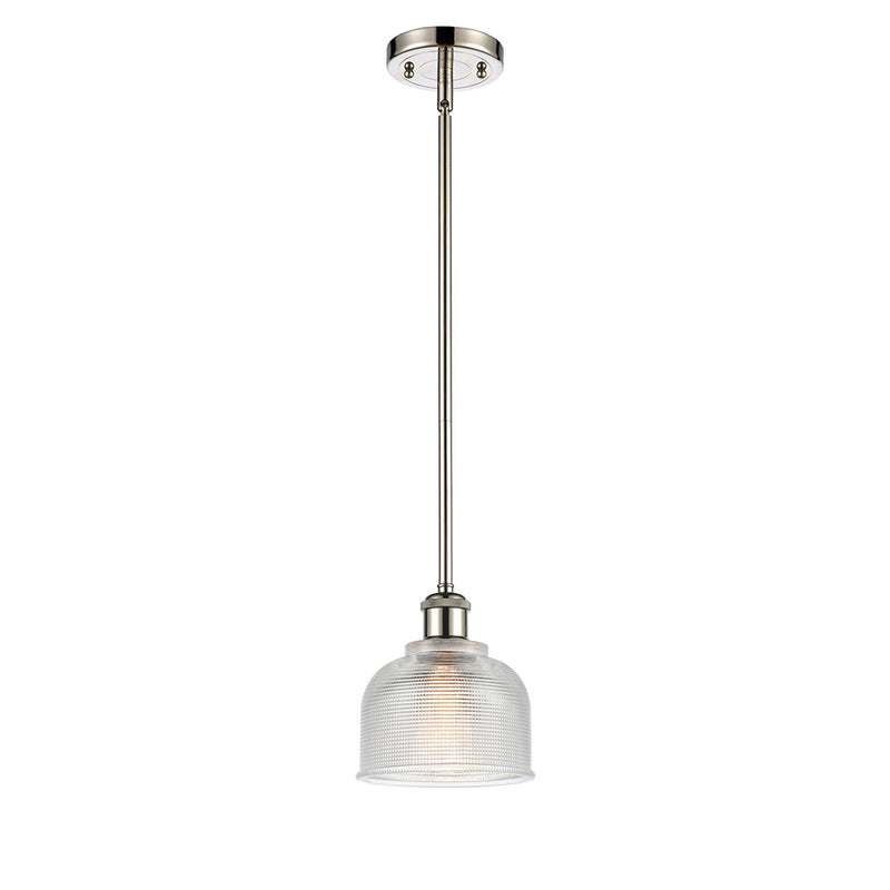 Dayton Mini Pendant shown in the Polished Nickel finish with a Clear shade