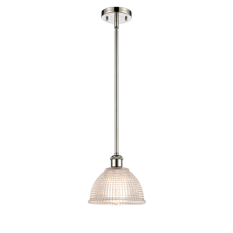 Arietta Mini Pendant shown in the Polished Nickel finish with a Clear shade