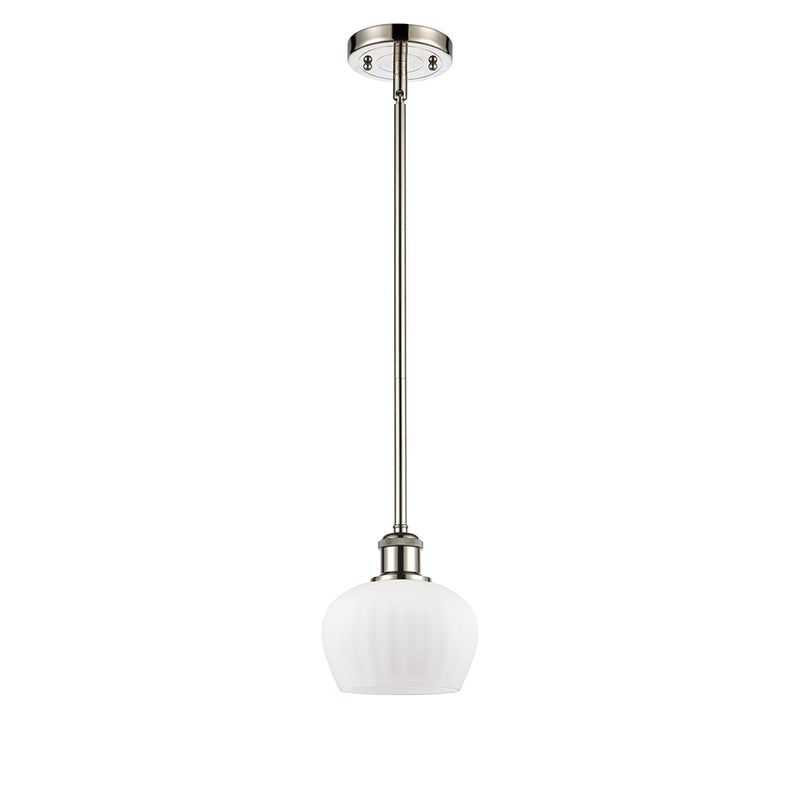 Fenton Mini Pendant shown in the Polished Nickel finish with a Matte White shade