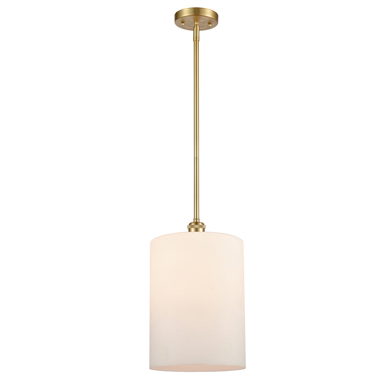 Cobbleskill Mini Pendant shown in the Satin Gold finish with a Matte White shade