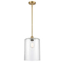 Cobbleskill Mini Pendant shown in the Satin Gold finish with a Clear shade