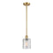 Cobbleskill Mini Pendant shown in the Satin Gold finish with a Clear shade